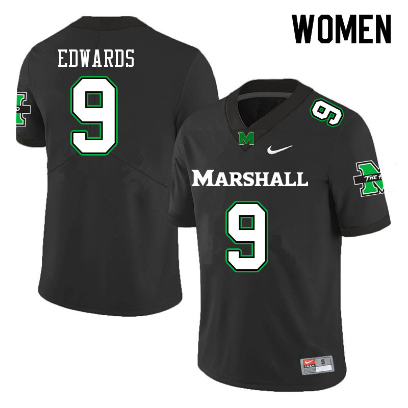 Women #9 Jamare Edwards Marshall Thundering Herd College Football Jerseys Sale-Black - Click Image to Close